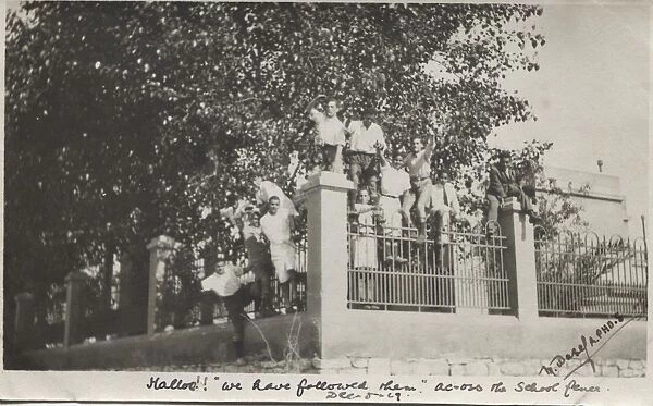 Boy scouts on a fence, Saidia, Egypt