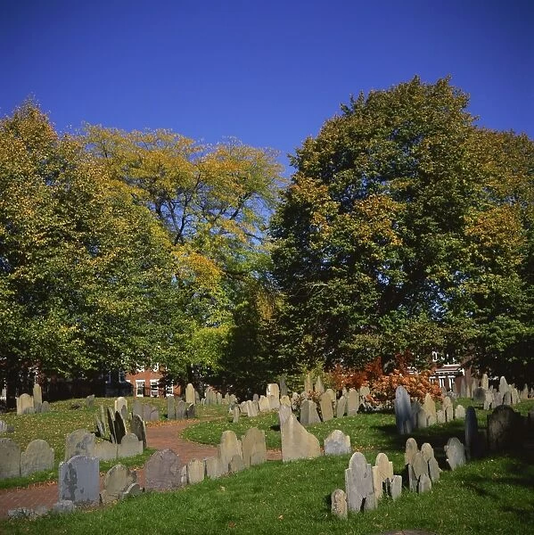 Copps Hill Burying Ground, including graves from the 17th century of prominent Bostonians