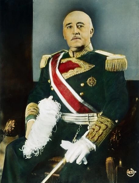 FRANCISCO FRANCO (1892-1975). Spanish soldier and dictator. Oil over a photograph