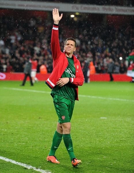 Wojciech Szczesny (Arsenal) during the lap of appreciation at the end of the match