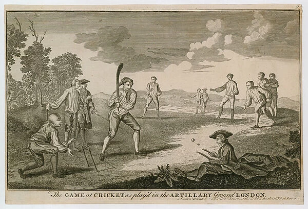 The game at Cricket as played in the Artillery Ground, Finsbury (engraving)