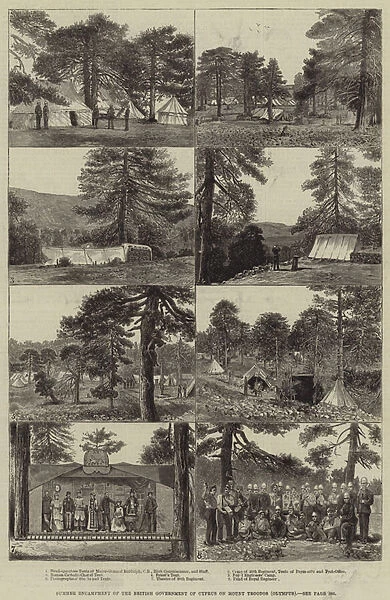 Summer Encampment of the British Government of Cyprus on Mount Troodos, Olympus (engraving)