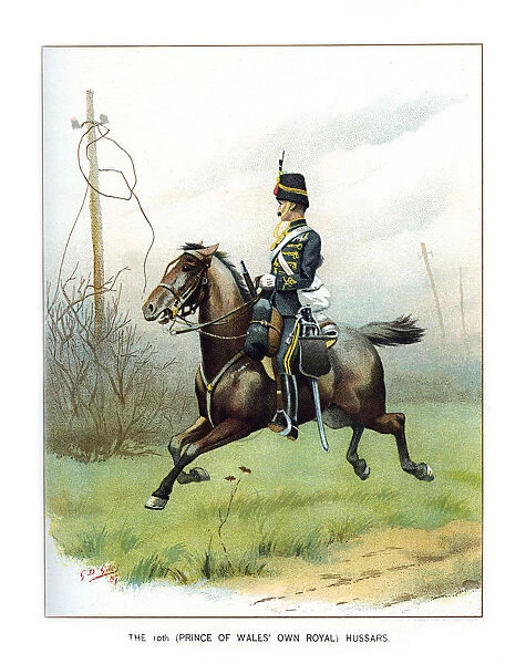 The 10th (Prince of Wales Own Royal) Hussars, c1890. Artist: Geoffrey Douglas Giles