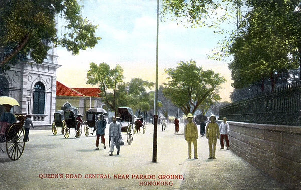 Queens Road Central, near the Parade Ground, Hong Kong, China, c1900s