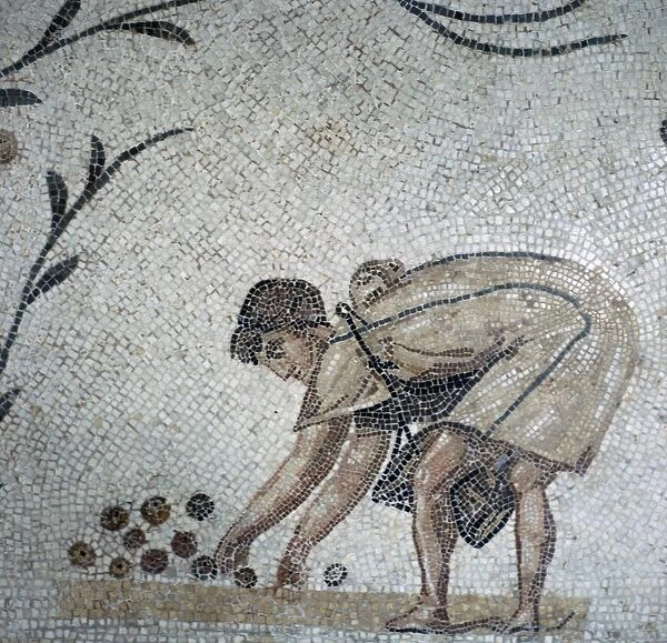 Detail of a Roman mosaic showing fruit-gathering, 2nd century