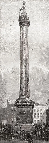 The Monument to the Great Fire of London, aka The Monument, London, England, seen here in the 19th century. From London Pictures, published 1890