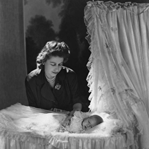 Princess Elizabeth with newborn Prince Charles
