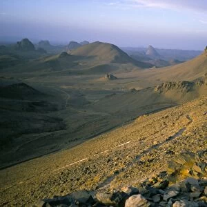 Earning morning, Assekrem, Hoggar Mountains, Sahara desert, Algeria, North Africa, Africa