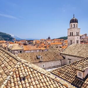 Rooftop view of Franciscan Church, bell tower and Monastery, Dubrovnik Old Town