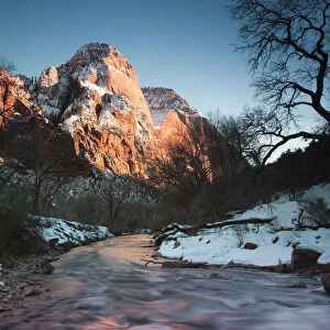 USA, Utah, Zion National Park, Mountain Vista and North Fork Virgin River by Emerald
