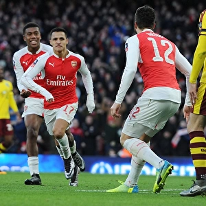 Arsenal's Alexis Sanchez Celebrates Goal Against Burnley in FA Cup Fourth Round