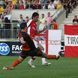 Carlos Vela shoots past Burgenland goalkeeper Johannes
