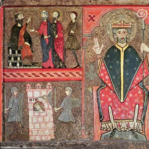 Altar Frontal depicting Saint Peter seated with crozier and four scenes from his life