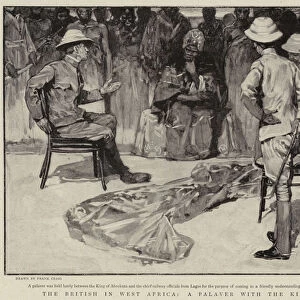 The British in West Africa, a Palaver with the King of Abeokuta (litho)