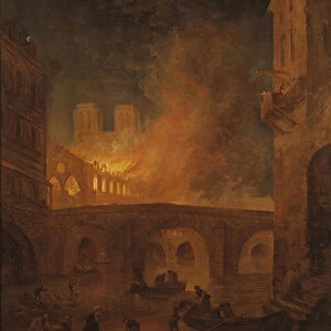 The Fire of Hotel-Dieu in Paris, by Robert, Hubert (1733-1808)