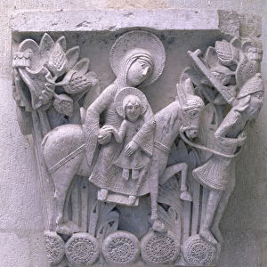 Flight into Egypt, original capital from the cathedral nave (stone)