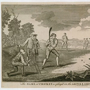 The game at Cricket as played in the Artillery Ground, Finsbury (engraving)