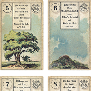 German edition of the Lenormand French cartomancy deck: The Tree, The Clouds, The Snake