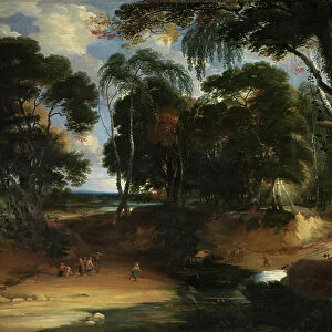 Landscape with forest (oil on canvas)