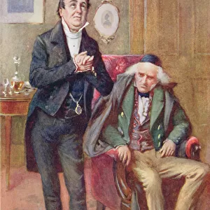 Mr Pecksniff and Old Martin Chuzzlewit, illustration for