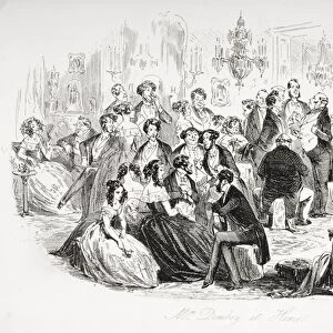 Mrs. Dombey at home, illustration from Dombey and Son by Charles Dickens