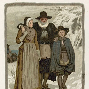 Pilgrim fathers in the snow