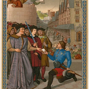 Rochechouart receiving a royal message (chromolitho)