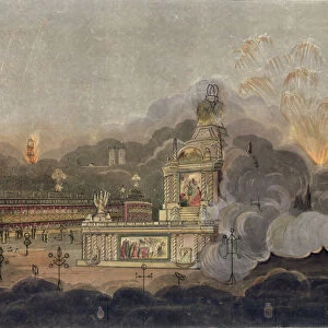 A View of the Temple of Concord in the Green Park, 1st August 1814 (aquatint)