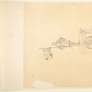 Statue Knight 19th century Pencil tracing paper