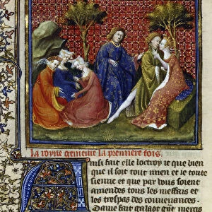 Scene from Mort d Arthur, 14th century