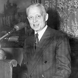Sherman Adams (1899-1986), American politician delivering a speech