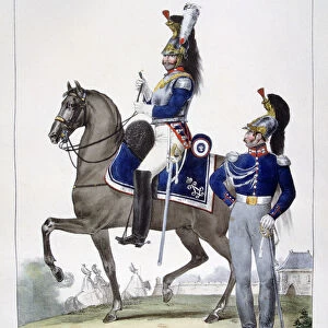 Uniform of the 1st Regiment of Chasseurs of the royal guard, France, 1823. Artist: Charles Etienne Pierre Motte
