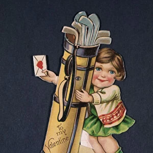 Valentine card with golfing theme, American, c1930s
