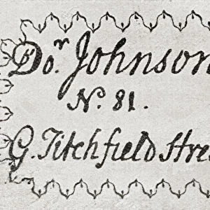 Dr. Samuel Johnsons Visiting Card. From The Strand Magazine Published 1897