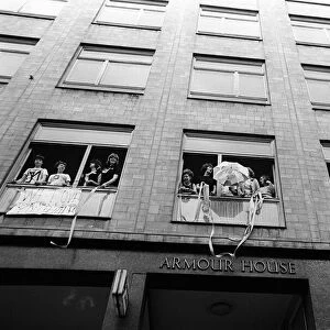 10 July 1964 Crowds of fans outside the ABC theatre as the Beatles with people watching