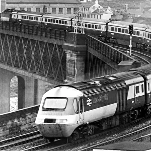 The 8. 50 a. m. Newcastle to Kings Cross Inter-City 125 train passes over the King Edward