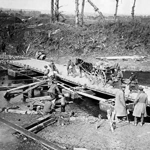 British building a pontoon bridge near Boesinghe 1917