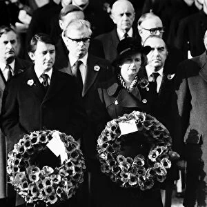 James Callaghan attends the Remembrance Service at the Cenotaph London with Margaret