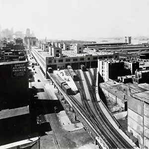 Air view of St. John's Park Freight Station in New York City