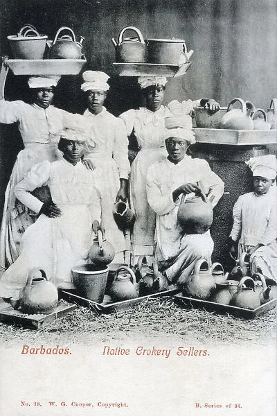 Barbados - Native Crockery Sellers. Date: circa 1904