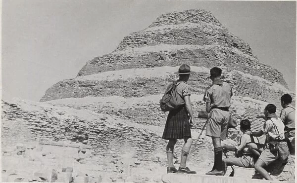 Boy scouts at step pyramid of Zoser, Egypt