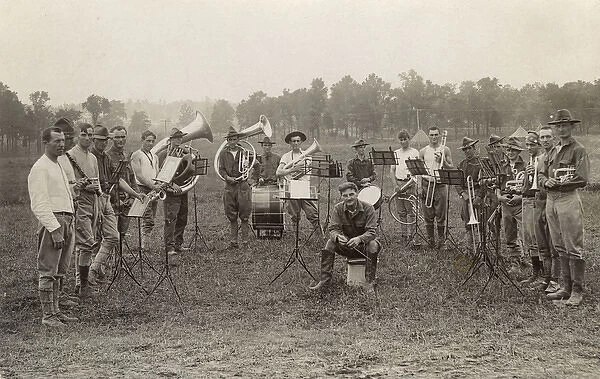 Brass band of American cavalry soldiers, USA