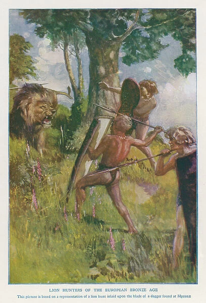 Bronze Age hunters with a lion