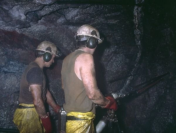 Face workers in a tin mine, Cornwall