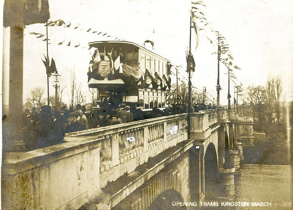First electric tram on Kingston Bridge, Surrey