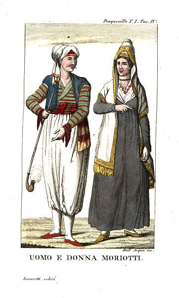 Man and woman of the Morea Eyalet, the Peloponnese, Greece