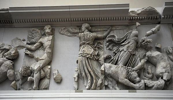 Pergamon Altar. The Titan Phoebe with a torch fighting again