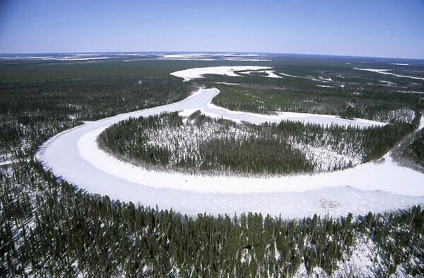 River Taz winter aerial, North Siberia