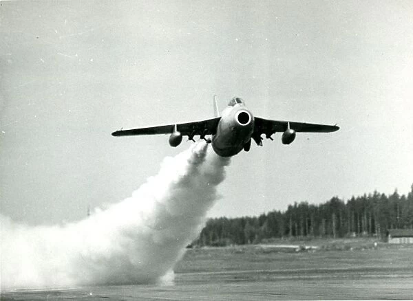 Saab J29A takes-off during tests with the aid of JATO bo?