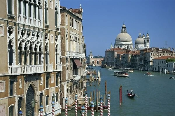 Gondolas on the Grand Canal with Santa Maria Della